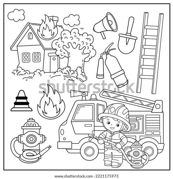 Fire coloring book pages stock photos
