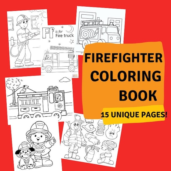 Firefighter and fire truck coloring pages unique pages to color preschool activity book toddler activity book instant download