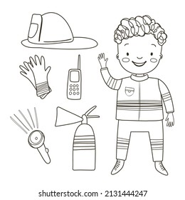 Fireman coloring stock photos