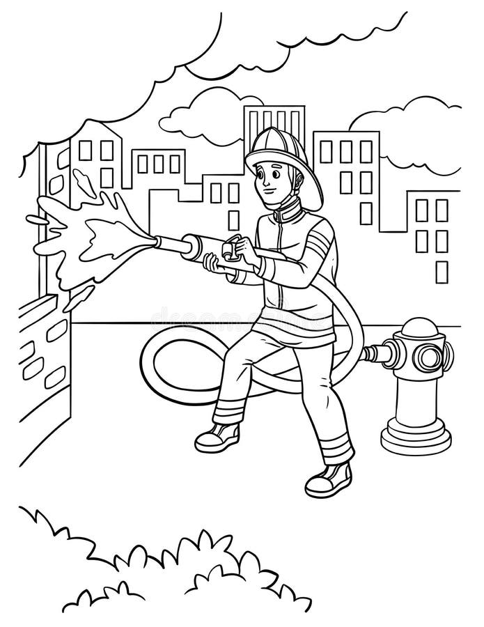Firefighter coloring stock illustrations â firefighter coloring stock illustrations vectors clipart