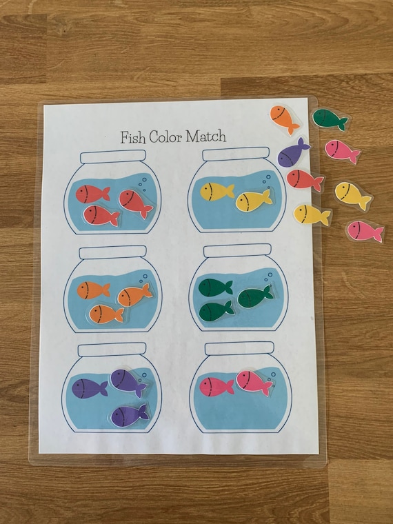 Printable color matching fish bowl activity for preschool homeschool and toddlers printable file folder games printable busy binder page