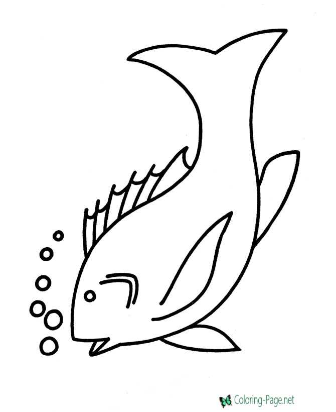 Preschool fish coloring pages