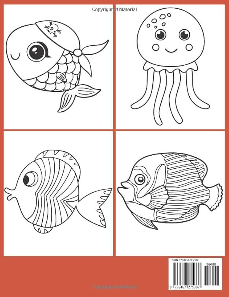 Fish coloring book for kids fish coloring books for toddlers kids baby early learning preschool easy for boys girls kids ages