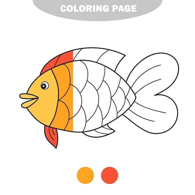 Premium vector simple coloring page drawing worksheet for preschool kids fish