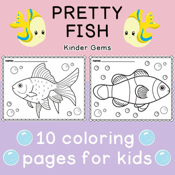 Fish coloring pages for preschool and kindergarten by kinder gems store
