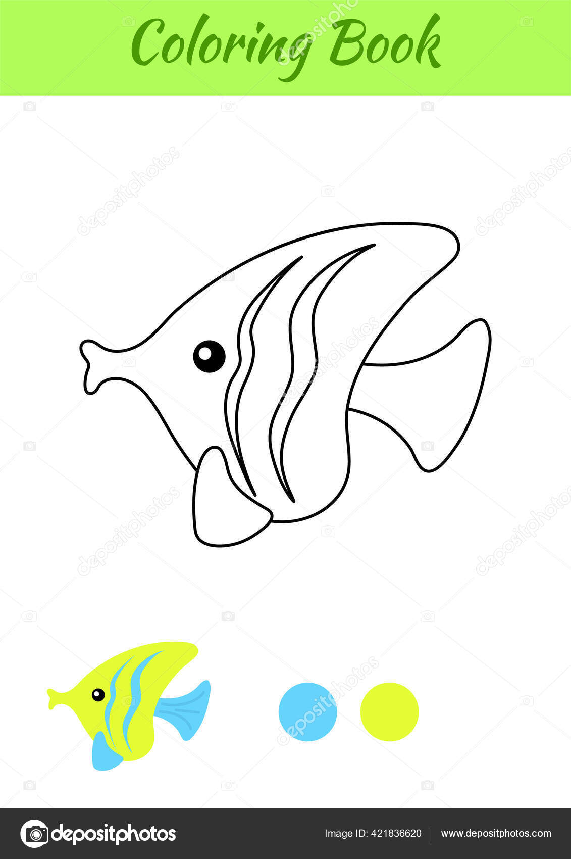 Coloring page fish coloring book kids educational activity preschool years stock vector by valentyna