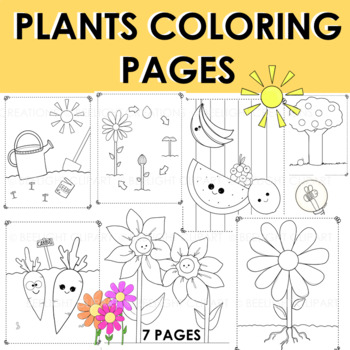 Plants vegetables fruits flowers coloring pagescoloring book