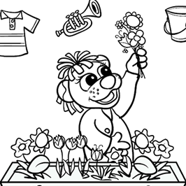 Coloring pages preschool activities dog spring flowers