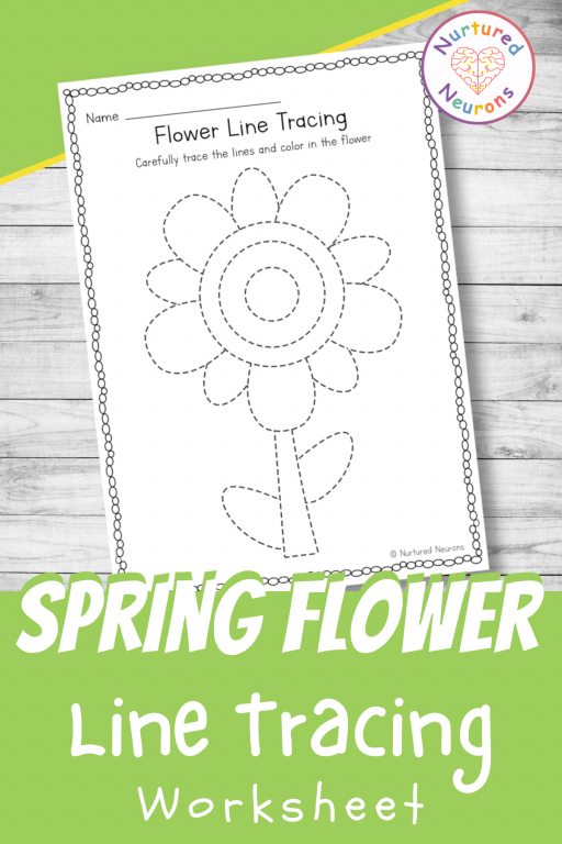Simple spring flower tracing worksheet preschool printable