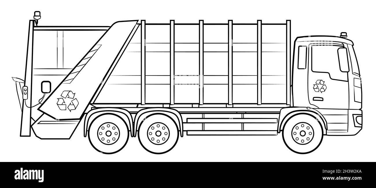 Coloring page garbage truck cut out stock images pictures