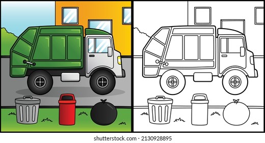 Garbage truck coloring stock photos and pictures