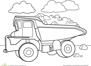 Color a car dump truck worksheet education truck coloring pages preschool coloring pages color worksheets for preschool
