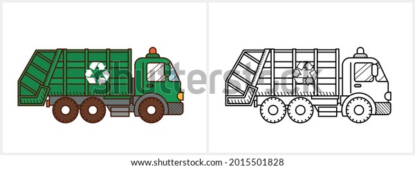 Garbage truck coloring stock photos and pictures
