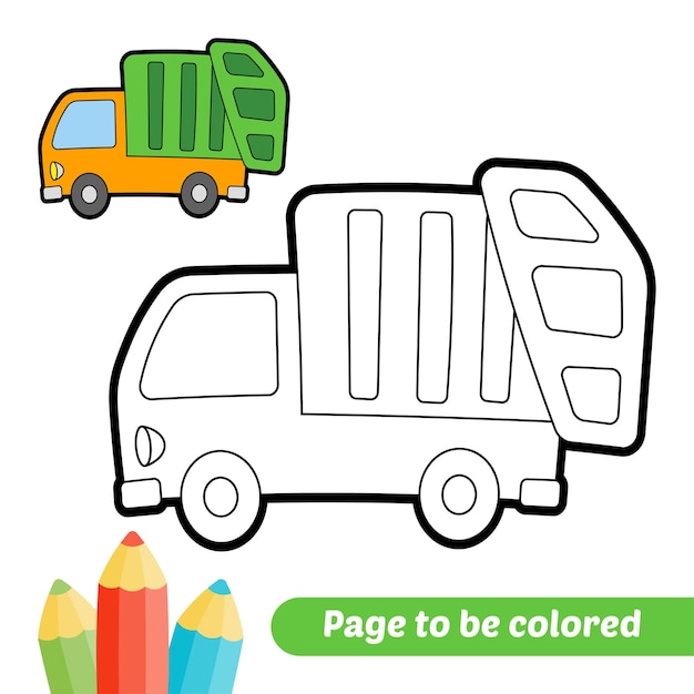 Premium vector coloring book for kids garbage truck vector