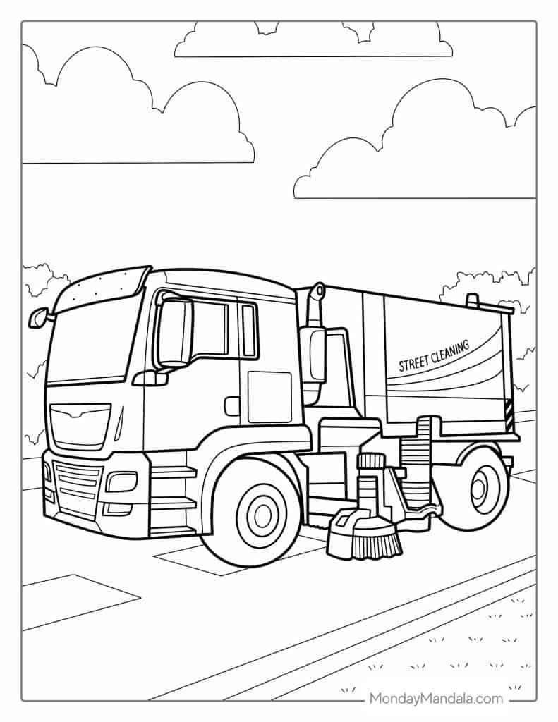 Garbage truck coloring pages free pdf printables