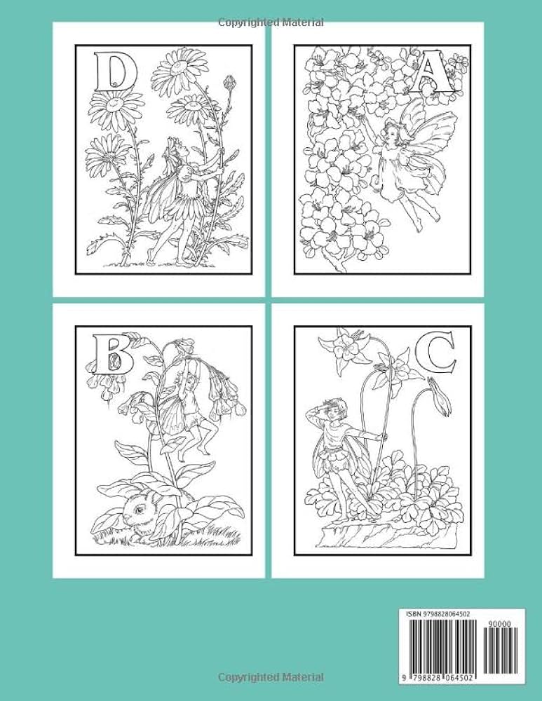 Garden fairy alphabet coloring book kawaii faries and flowers abc a