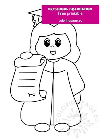 Kindergarten graduation happy graduation girl coloring page