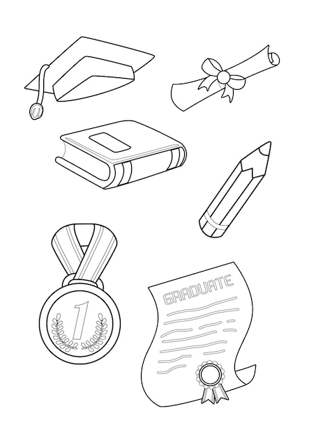 Premium vector coloring pages for kids a page kids graduation theme