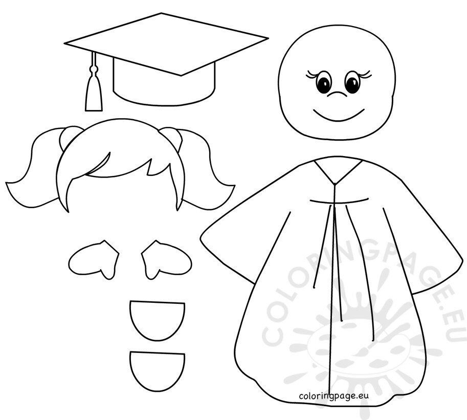Preschool graduation girl templates coloring page
