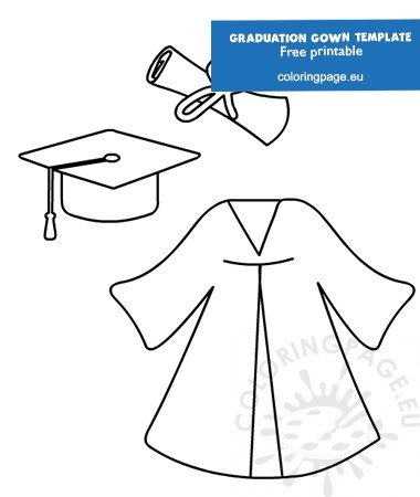 Preschool graduation gown template coloring page