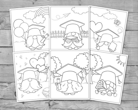 Printable graduation gnome coloring for kids graduation activity coloring pages kids coloring sheets