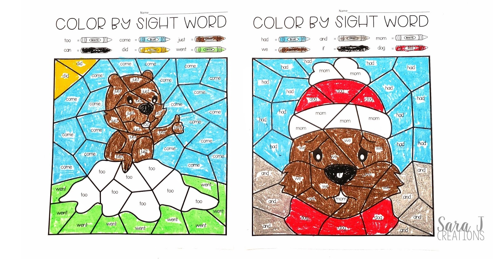 Free groundhog day color by sight word activities sara j creations