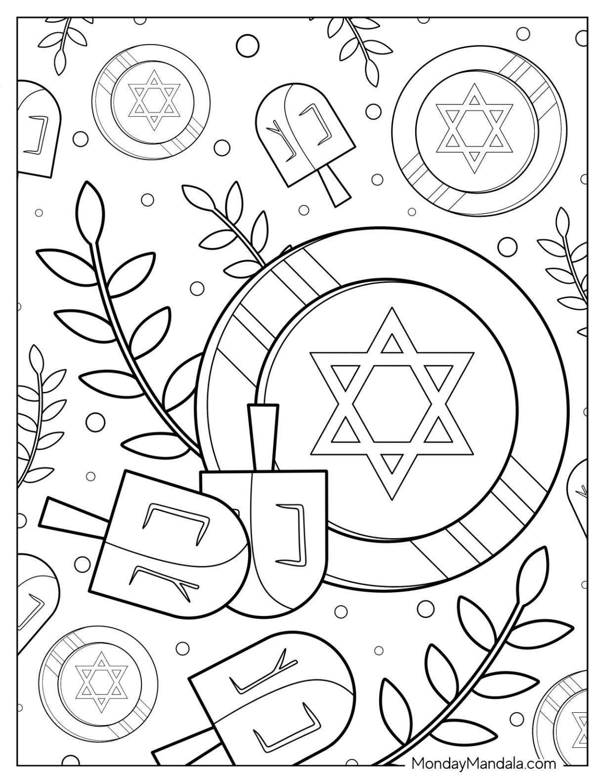 Hanukkah coloring pages free pdf printables