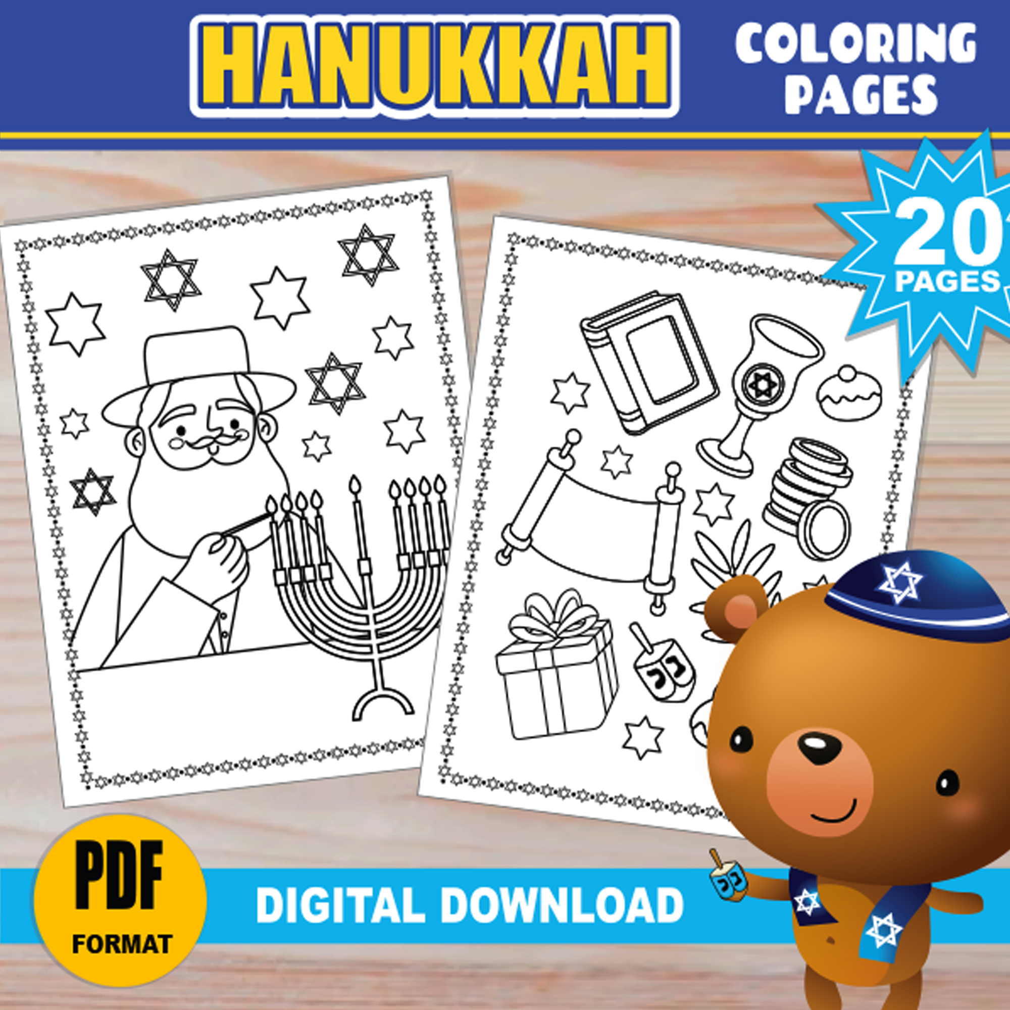 Hanukkah coloring pages for kids jewish holiday printable activity chanukah coloring pages