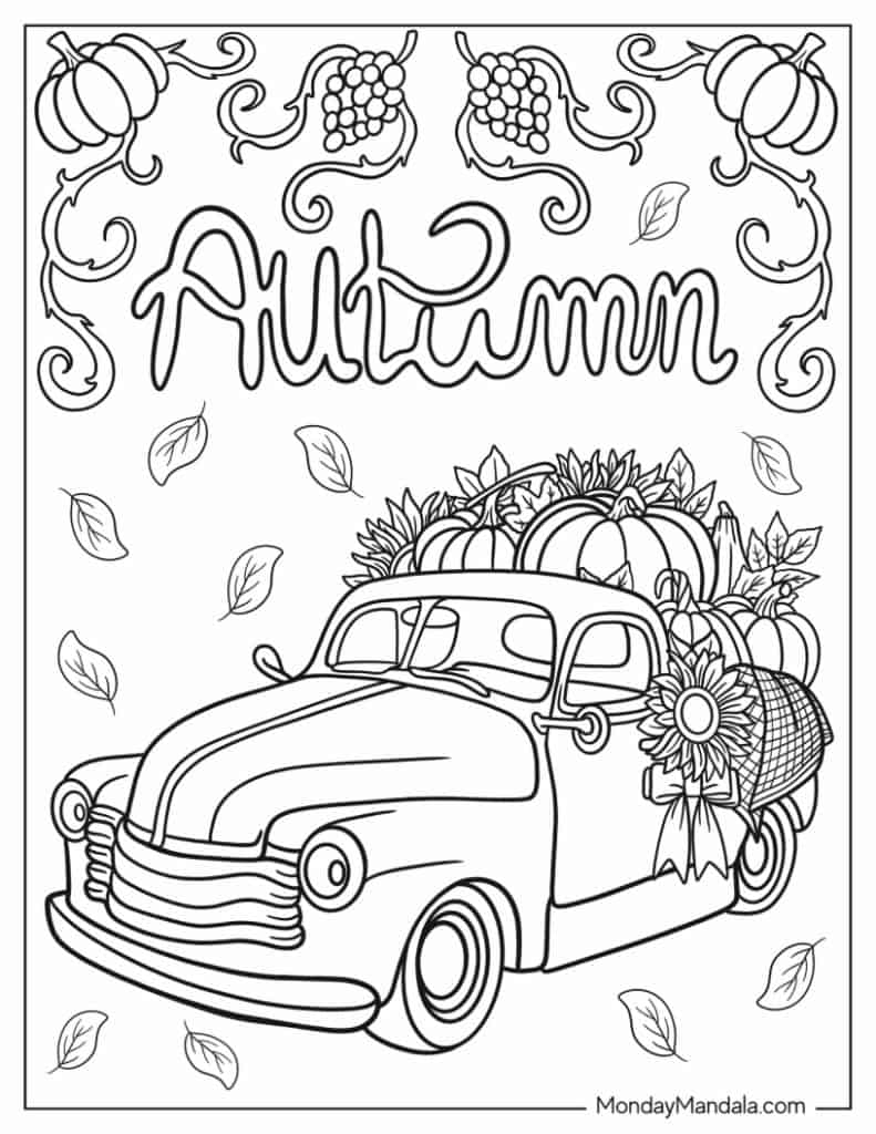 Autumn fall coloring pages free pdf printables