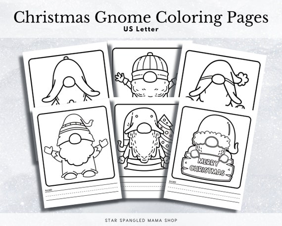 Printable holiday coloring sheets christmas gnome coloring preschool and kindergarten winter coloring sheets us letter digital file