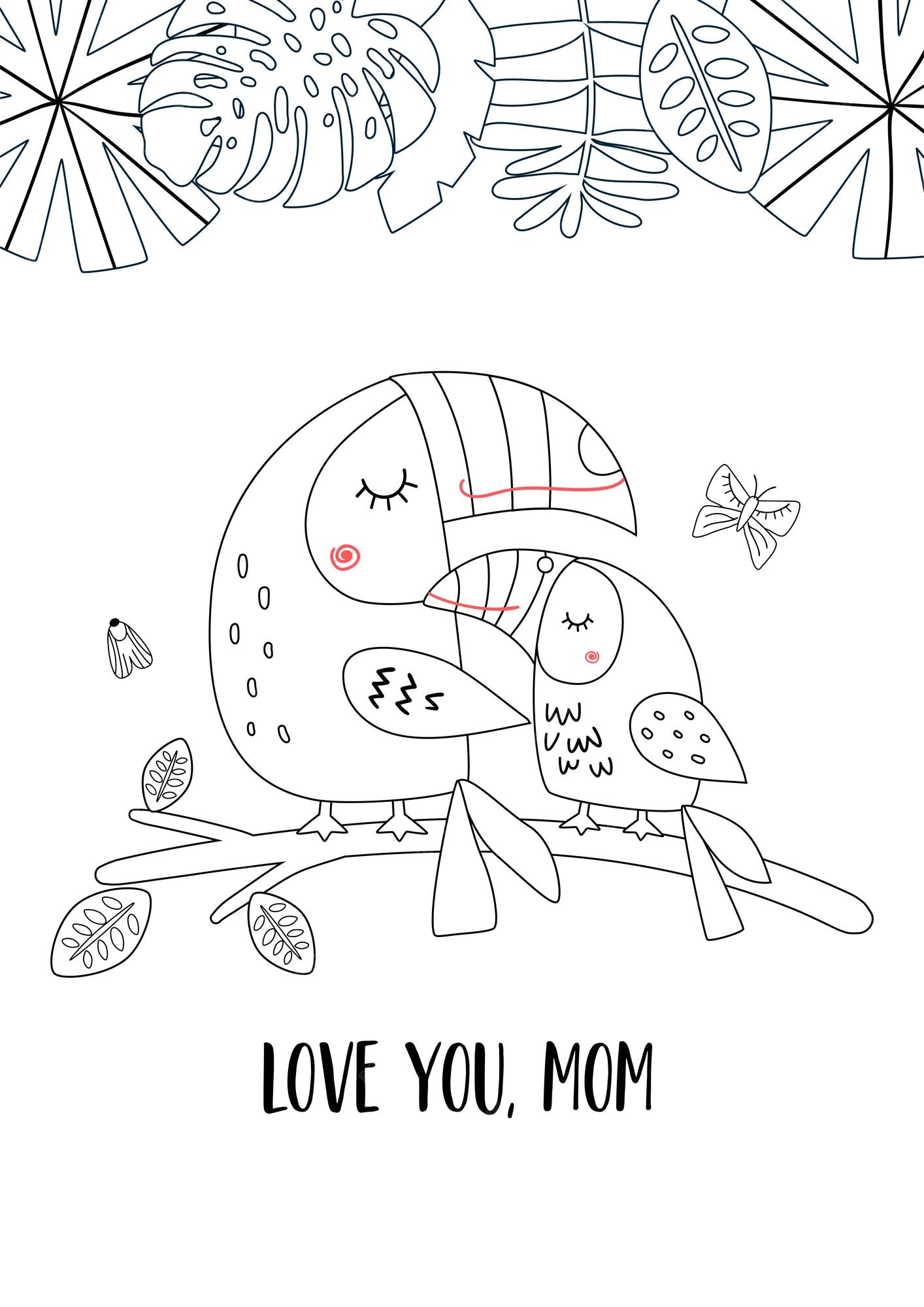Premium vector easy coloring page of birds cute toucan coloring page for kids for children kids game child activity jungle coloring book