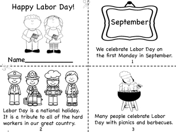Happy labor day mini book and coloring page by miss ps prek pups