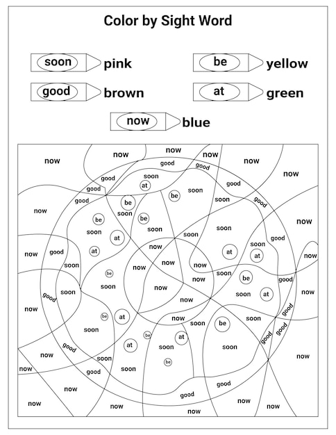 Premium vector sight words coloring pages educational worksheet for preschool and primary school learning coloring
