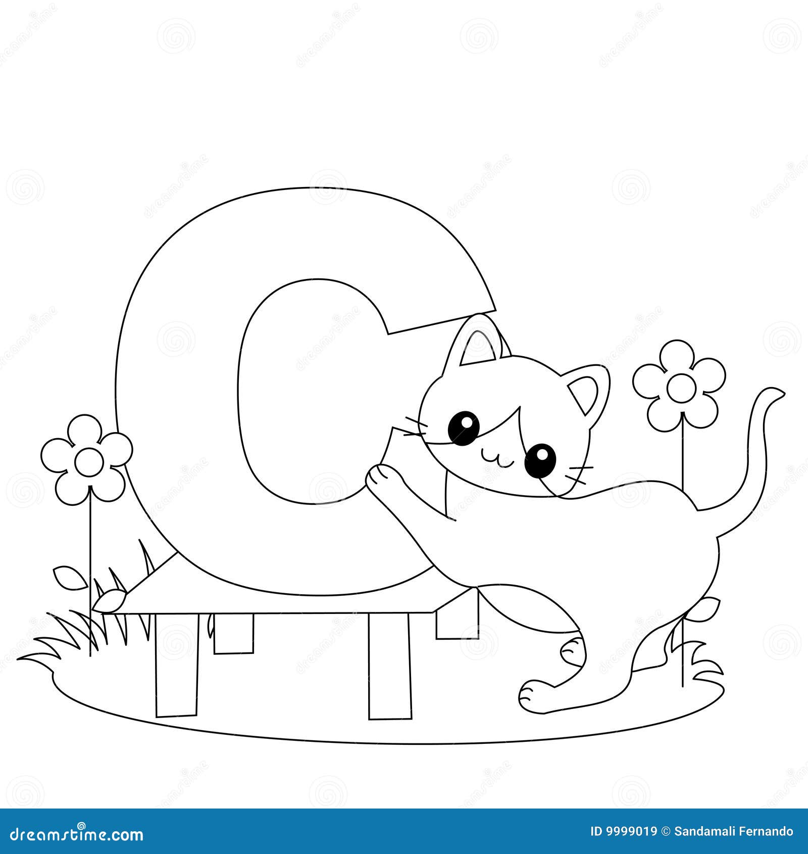 Animal alphabet c coloring page stock vector