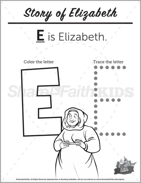 Luke the story of elizabeth preschool letter coloring â