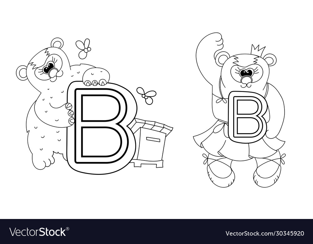 Animal alphabet coloring book for preschool kids vector image