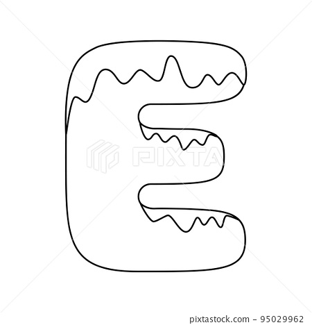 Coloring page with letter e for kids