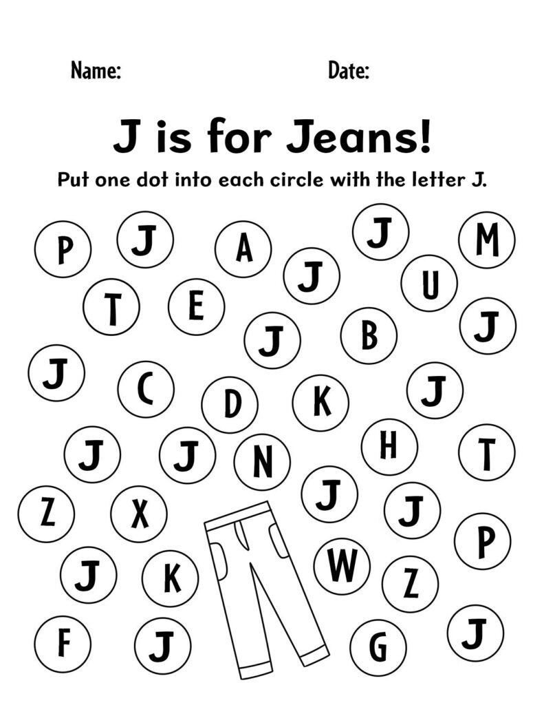 Free letter j worksheets for preschool â the hollydog blog