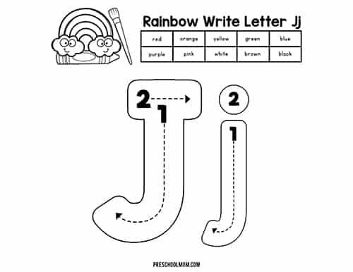 Letter j preschool printables