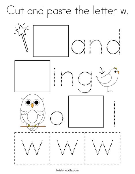 Cut and paste the letter w coloring page