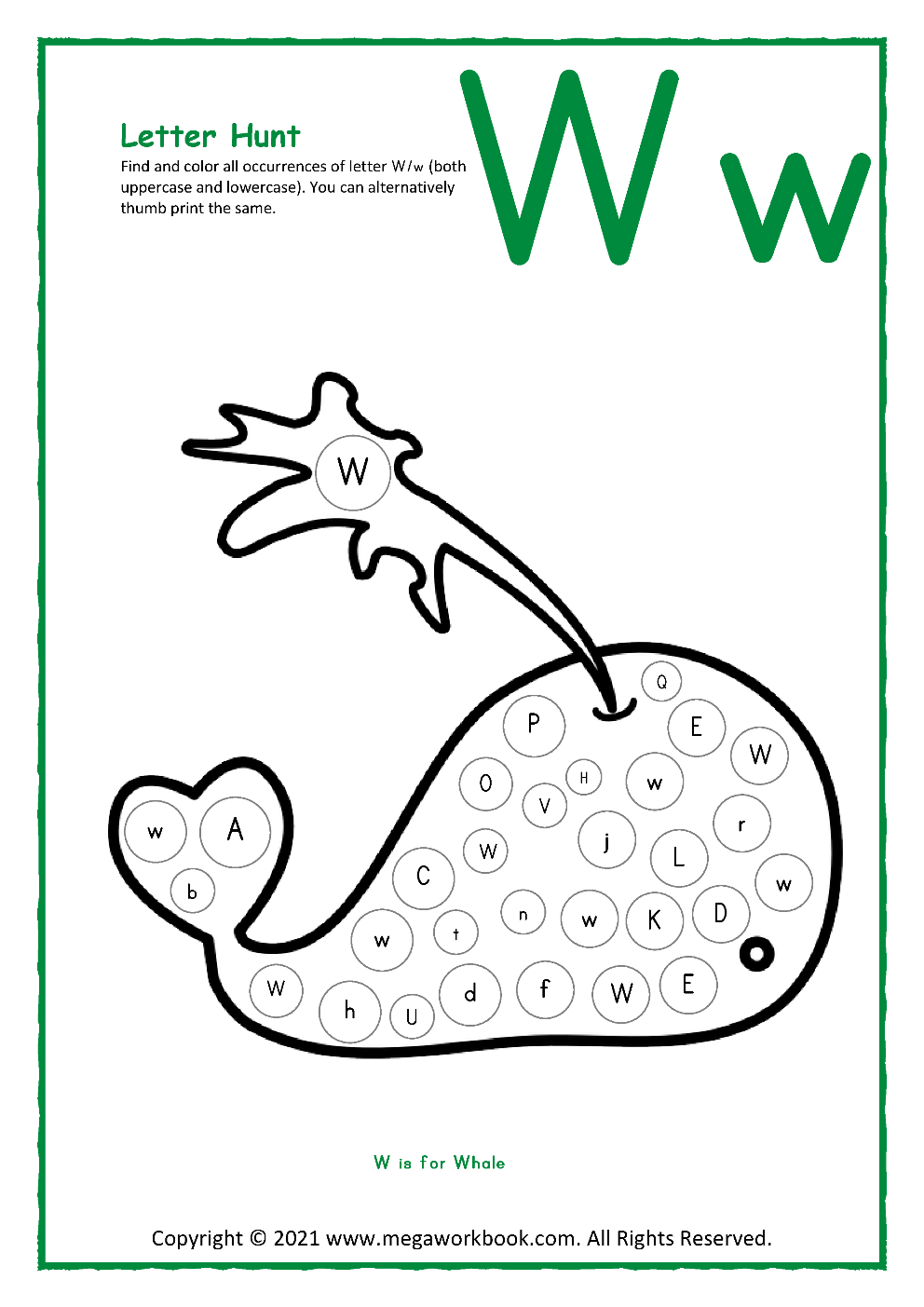 Letter w activities for preschool
