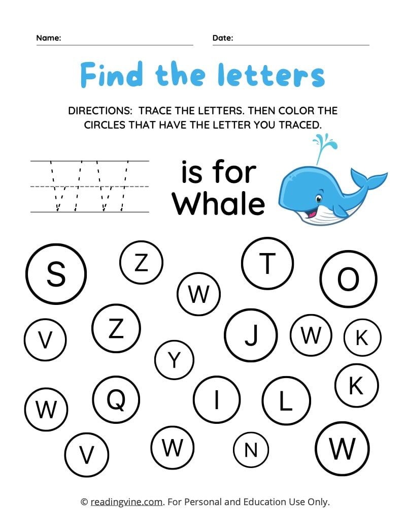 Letter w worksheets for preschool free printable