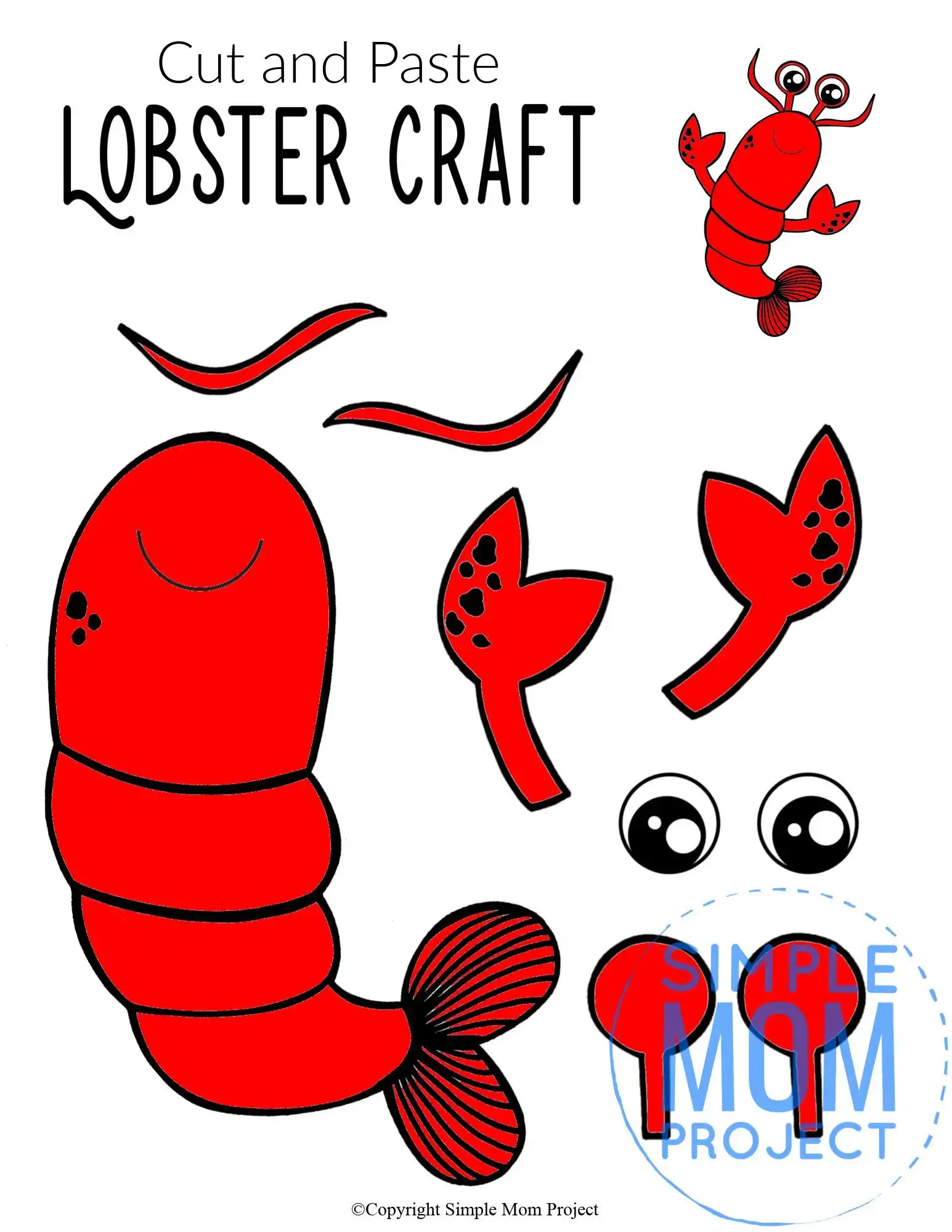 Easy lobster craft for kids with free lobster template â simple mom project