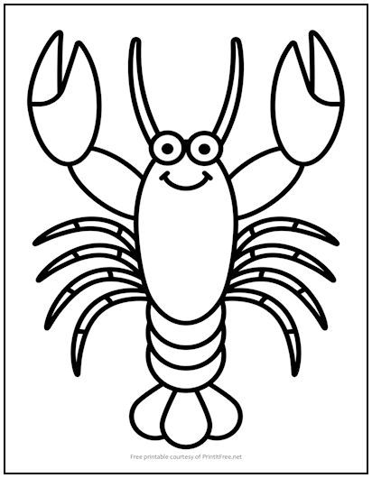 Smiling lobster kids coloring page coloring pages lobster drawing kid coloring page