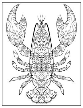 Lobster zentangle coloring pages zen doodle coloring sheets may summer activity