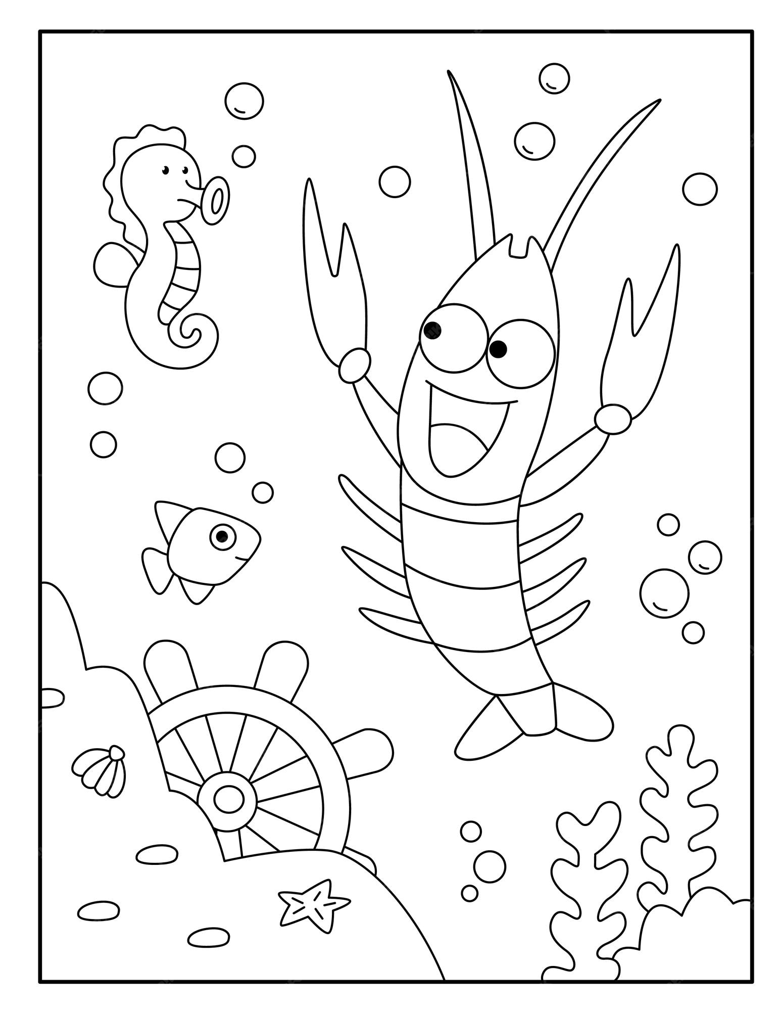 Premium vector lobster coloring pages for kids