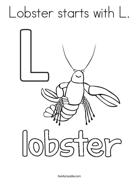 Lobster starts with l coloring page kindergarten letters ocean theme preschool ocean lesson plans
