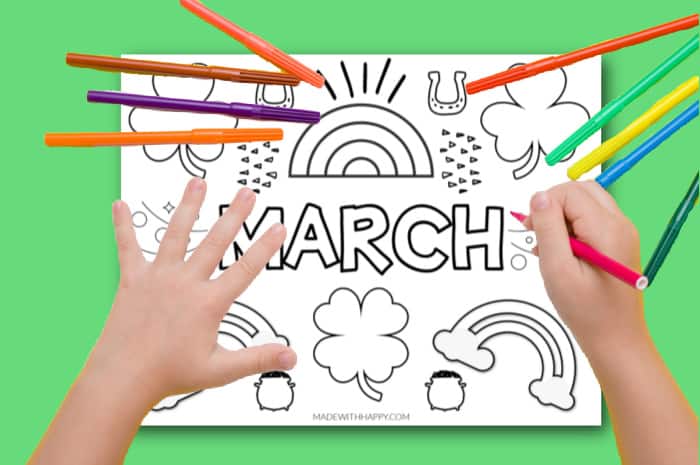 Free printable march coloring page