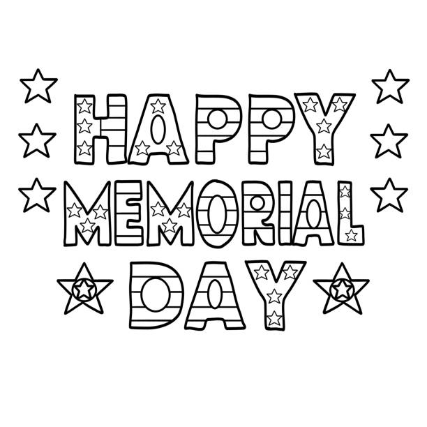 Memorial day isolated coloring page for kids stock illustration