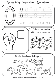 Regnising the number zero worksheet